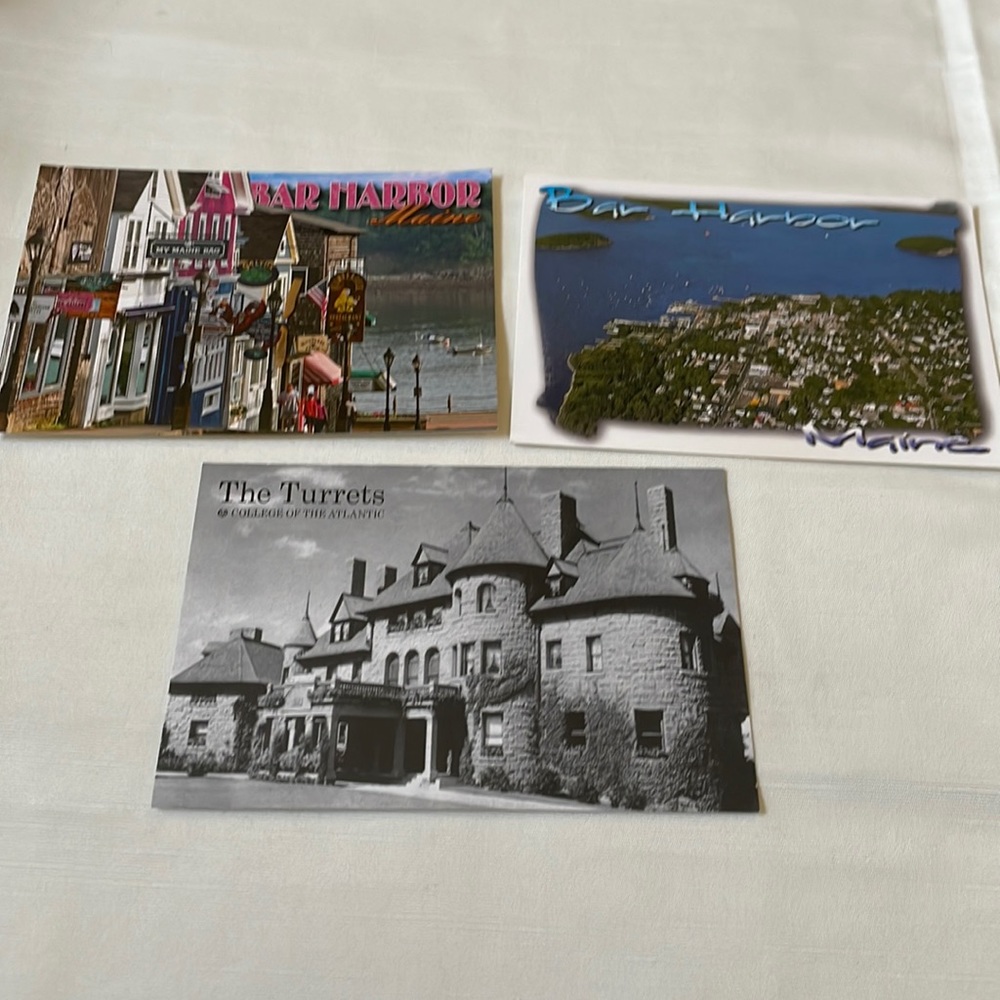 Set of 3 post cards unused new travel Maine Bar Harbor the Turrets